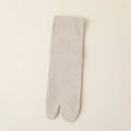 Women's minimalist light beige knit tabi socks with split-toe design and ribbed cuffs - Brown