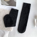Chaussettes mi-bas en dentelle noire avec motifs croissants de lune style Lolita - Taille unique / Noir