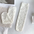Chaussettes Lolita blanches en dentelle avec broderie lune et étoiles de style rétro - Taille unique / Beige