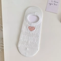 Weiße Füßlinge mit rosa Herzbestickung und Nice-Schriftzug für Damen - Herz
