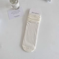 White slouch socks for women with vertical ribbed texture and cotton blend fabric - One Size / White
