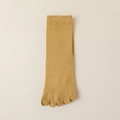 Mustard yellow mid-calf five-finger socks with ribbed knit texture in a minimalist style - One Size / Yellow
