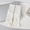 Minimalist white mid-calf five-finger cotton socks with elastic ribbed cuffs - One Size / Pure White