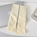 Mid-calf five-finger socks in cream cotton knit featuring a ribbed cuff for comfort - One Size / Creamy White