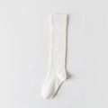 Chaussettes hautes blanches côtelées style japonais JK pour mode féminine tendance - Blanc