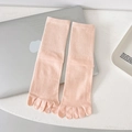 Light pink five-finger crew socks made of soft cotton with elastic ribbed cuffs - One Size / Light Pink