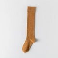 Chaussettes hautes minimalistes japonaises en tricot de coton jaune gingembre pour femme - Jaune Gingembre