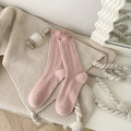 Warme rosa Wollmischung-Socken mit gerippter Textur und süßen Rüschendetails - Einheitsgröße / Rosa