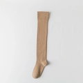 Classic khaki over-the-knee knitted socks in premium ribbed cotton blend material - One Size / Light Coffee