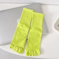 Neon green five-finger crew socks for women made of soft cotton with ribbed cuffs - One Size / Fluorescent Green