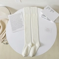 Chaussettes hautes tricotées blanc crème style japonais avec revers côtelés - Taille unique / Blanc Cassé