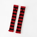 Rood-zwart gestreepte gebreide beenwarmers met duimgat in Japanse Harajuku-stijl - Eén maat / Gebreide Gestreepte Armwarmers