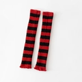 Jambières en maille à rayures rouges et noires avec texture côtelée pour l'hiver - Taille unique / Jambières Tricotées à Rayures