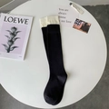 Calze al ginocchio in patchwork bianco e nero con polsini a costine a doppio strato in maglia - Taglia unica / Polsino Bianco (Calzino Nero Bordo Bianco)
