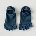 Men's navy blue five-toe invisible boat socks made of breathable knitted cotton fabric - Navy Blue