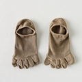 Men's breathable five-finger invisible socks in khaki color with knitted texture - Coffee