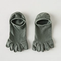 Olive green five-finger yoga socks with cutout heel design for breathability and comfort - Dark Green