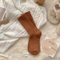 Calze spesse in lana marrone caramello con trama a coste verticali per l'inverno - Taglia unica / Arancione