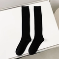 Classic black knee-high ribbed cotton socks for women in Japanese JK school style - One Size / Black