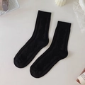 Classic black cotton knit crew socks featuring vintage diamond lattice and cable patterns - One Size / Black