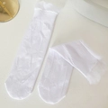 Calcetines blancos de punto a media pantorrilla con encaje y textura de canalé - Talla única / Blanco