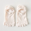 Beige cotton five-finger invisible socks for women in breathable split-toe boat style - One Size / Light Pink