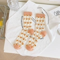 Sheer mid-calf socks with orange heart pattern and breathable mesh texture for women - One Size / Orange