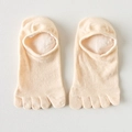 Invisible five-finger socks in beige with breathable mesh design and low-cut style - One Size / Apricot