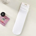 White ribbed velvet crew socks with paper packaging card for spring and summer - White
