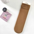 Calcetines JK de terciopelo acanalado marrón caramelo para mujer, estilo de verano - café