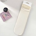 Creamy white velvet ribbed JK socks for women with breathable ice silk thin knit texture - Creamy White
