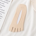 Beige five-finger invisible socks with breathable cutout and non-slip silicone design - One Size / Apricot