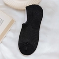 Women's black invisible low cut mesh socks with non-slip silicone and breathable knit - Black