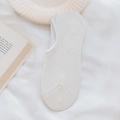 White breathable mesh no-show socks with non-slip silicone heel for summer wear - White