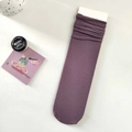 Breathable dark purple velvet slouch socks with a fine ribbed knit texture for women - Dark Purple