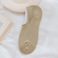 Breathable low cut mesh invisible socks in beige with anti-slip silicone grip for women - Green