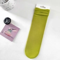 Lime green ribbed velvet JK socks for women in candy colors with breathable ice silk texture - Mustard Green