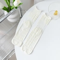 Calze giapponesi a due dita bianco crema con pois in tessuto a rete trasparente - Taglia unica / Bianco