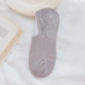 Women's low cut invisible mesh socks in grey with anti-slip silicone and breathable weave - Grey Purple