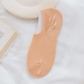Light orange low-cut invisible sock with breathable mesh design on white background - Light Orange