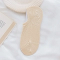 Beige no-show socks with breathable mesh design and non-slip silicone heel grip - Beige