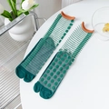 Transparent tabi socks in green with orange cuffs and retro polka dot patterns - One Size / Green