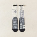Calze vintage in tulle grigio e bianco con ricamo floreale 3D e trama in mesh traspirante - Nero