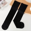 Silky black over-knee socks for women with sleek nylon finish on a minimalist white background - Black