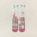 Calze a rete trasparente con tallone rosa e motivi colorati di mulini a vento - Rosa Rosso