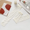 Calze bianche al ginocchio stile Lolita con motivo a pois e polsini a costine elasticizzati - Taglia unica / Beige