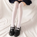 Calcetines blancos altos por encima de la rodilla de terciopelo fino estilo colegiala - Sobre la rodilla / Blanco