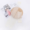 Calze sopra il ginocchio bianco crema ultrasottili con bordi a righe e finitura velata - Taglia Unica Donna 34-39 / Beige