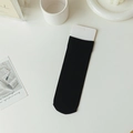 Summer black vertical striped velvet socks with ribbed knit texture and soft elastic band - One Size / Black