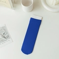 Royal blue vertical striped crew socks in thin velvet with a soft stretch finish - One Size / Royal Blue